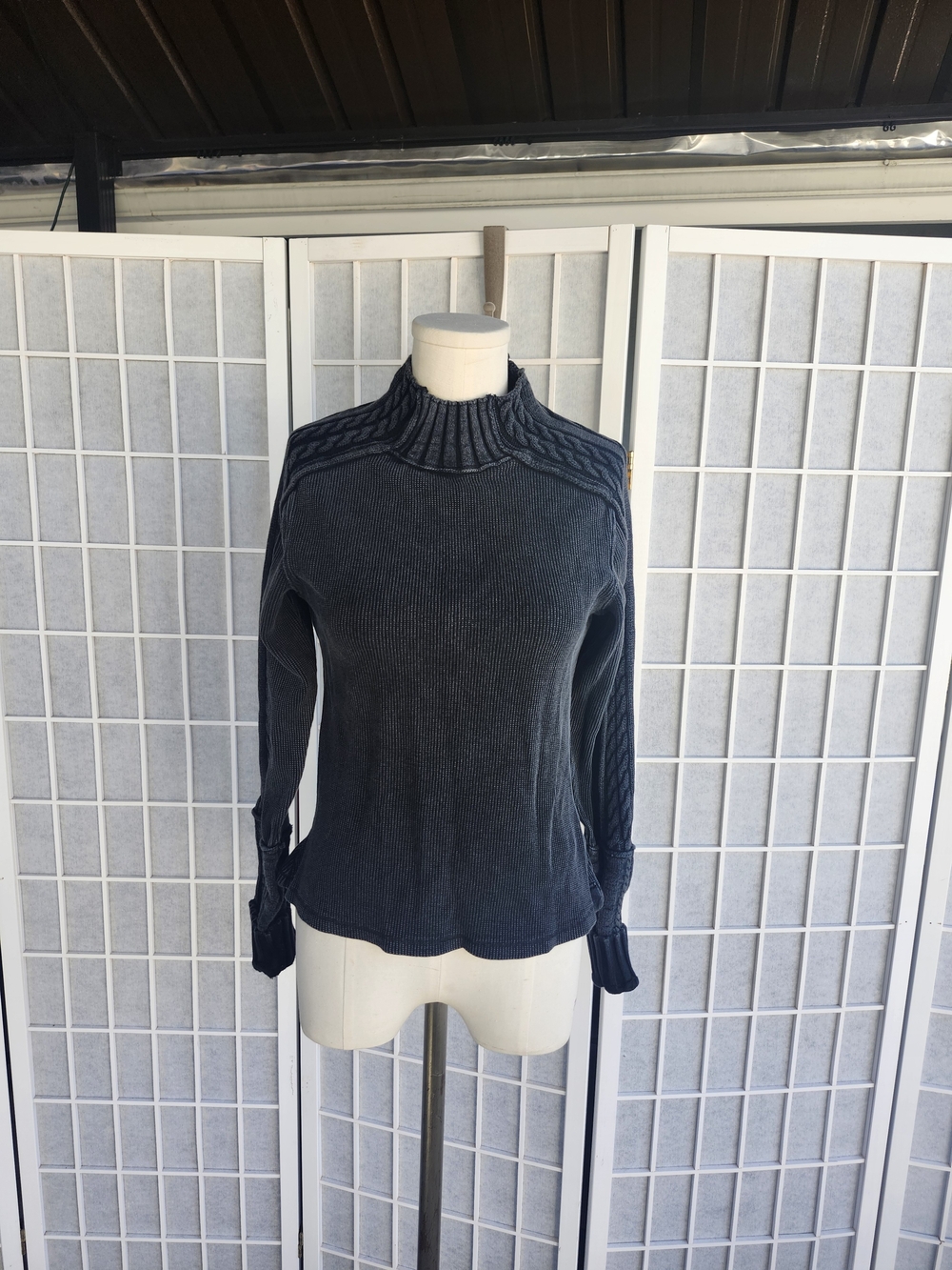 We The Free Charcoal Ribbed Mock Neck Sweater